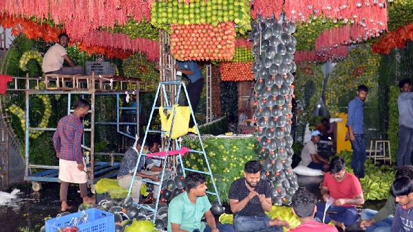 Ten type Flower, fruits decoration at Satya Ganapati temple in JP Nagar Bengaluru 