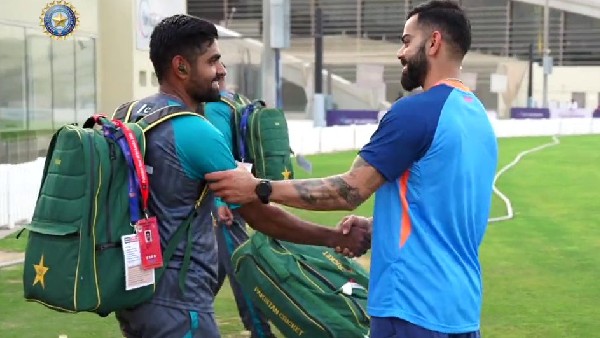  ಪಂದ್ಯಕ್ಕೂ ಮುನ್ನ ಭಾರತ, ಪಾಕಿಸ್ತಾನ ಆಟಗಾರರ ಭೇಟಿ