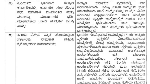 11,817 Post To Fill In Kalyana Karnataka Limit Under Direct Recruitment 