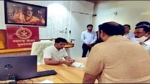 Maharashtra: A photo of Eknath Shindes son sitting on the CMs chair has gone viral Maharashtra: A photo of Eknath Shindes son sitting on the CMs chair has gone viral