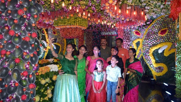 Bengaluru: Fruits decorated in JP Nagar Satya Ganpati Temple