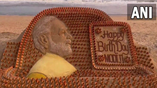 Prime Minister Narendra Modis birthday: Sand artist wishes