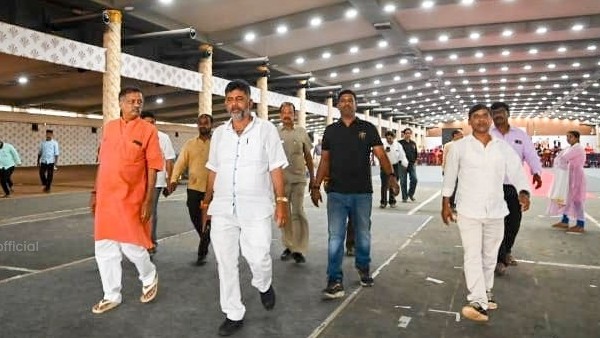 Grand Welcome For Mallikarjun Kharge DK Shivakumar Inspects Preparation 