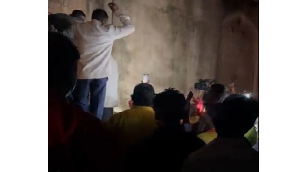 A mob enters Heritage Madrasa In Bidar district on Dussehra day for Performs Puja