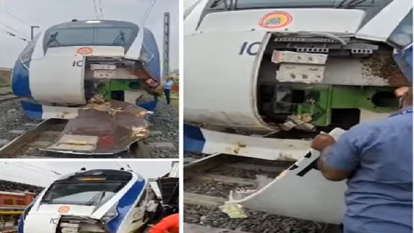 7 ದಿನದಲ್ಲೇ ಅಪಘಾತಕ್ಕೀಡಾದ ವಂದೇ ಭಾರತ್ ರೈಲು 7 ದಿನದಲ್ಲೇ ಅಪಘಾತಕ್ಕೀಡಾದ ವಂದೇ ಭಾರತ್ ರೈಲು