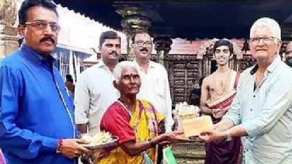 ವೃದ್ಧೆಯನ್ನು ಗೌರವಿಸಿದ ದೇವಸ್ಥಾನ ಆಡಳಿತ ಮಂಡಳಿ 