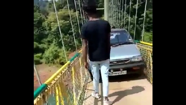 WATCH Tourists drive car on bridge in Uttara Kannada