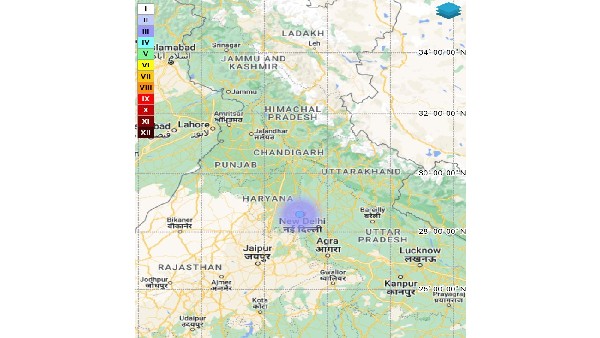 An earthquake of magnitude 2.5 occurred 8 km west of New Delhi at around 9.30pm tuesday 