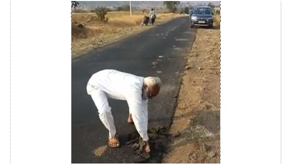 Newly Concreted Road peel off in Kamalapur