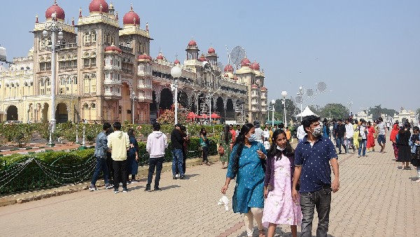 Tourists visited in huge numbers to Mysuru Palace during the month of Dasara festival Tourists visited in huge numbers to Mysuru Palace during the month of Dasara festival