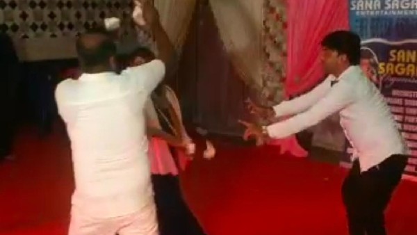 Congress leaders danced with dance girl in Ramanagara 