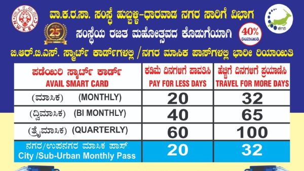 NWKRTC announces Discount in City, Sub Urban Monthly Bus Passes As a silver jubilee gift NWKRTC announces Discount in City, Sub Urban Monthly Bus Passes As a silver jubilee gift