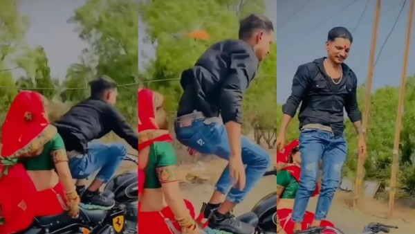 Pillion Ride: Husband doing bike stunts with wife- viral video