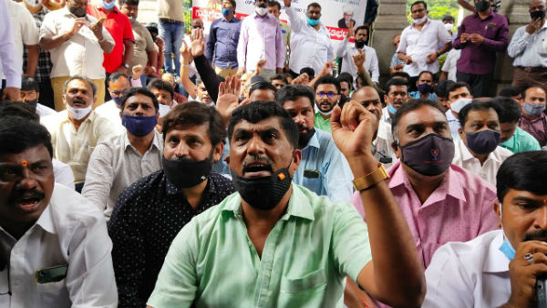 Contractors Protest Against BBMP For Demanded Cleared Of 25 Month Balance Bill Of Construction