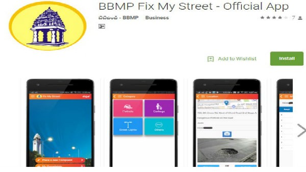 BBMP launched fixmystreet app 