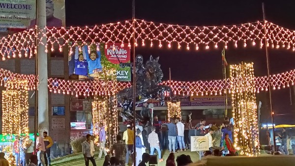 National Youth Festival 2023:Hubballi Channamma Circle Decorated