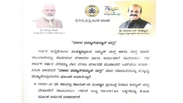 Karnataka Govt launched A new scheme Nekara Samman (Power Loom) project for Help to Weavers