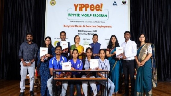 Distribution To Government School Of 1000 Benches And Desks Made Recycled Plastic Waste 