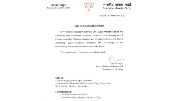 Karnataka Assembly Polls BJP Appoints Dharmendra Pradhan As In Charge And Annamalai As Co In Charge Karnataka Assembly Polls BJP Appoints Dharmendra Pradhan As In Charge And Annamalai As Co In Charge