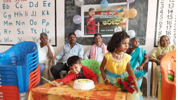 Meaningfully birthday Celebration of Child in Chikkanarti village 