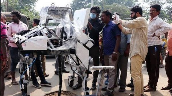 First time in kerala robotic scavenger use for manhole cleaning 