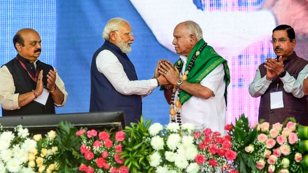 PM Narendra Modi didnt mention CM Basavaraj Bommai Name In his speech at Shivamogga 