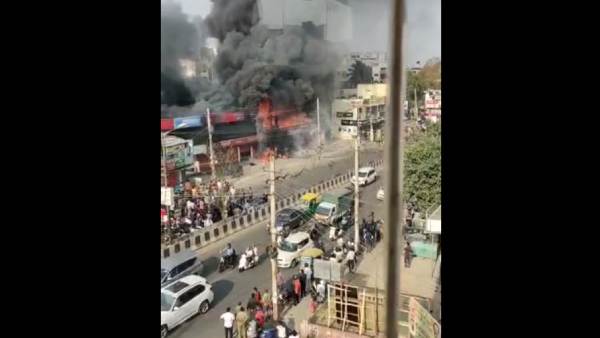 Fire accident in Sarjapur road Doddakaneli; Fire tenders have been rushed to the spot