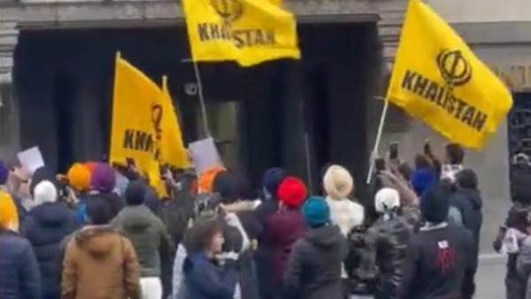Khalistani overthrown national flag Indian High Commission premises in UK India called UK diplomats