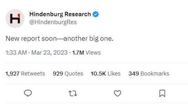 Hindenburg Report One More Report Hindenburg Will Release Soon After Give Shock To Gautam Adani