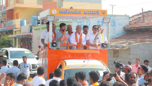 BJP candidate V.Somanna campaign in villages of Varuna Constituency