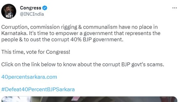 Congress Tweets Know Corruption Of Communalism 40% of BJP, Vote For Congress This Time