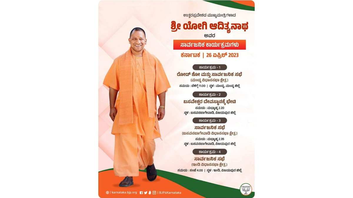 UP CM Yogi Adityanath campaign in karnataka - where?