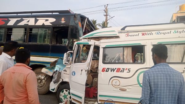 Two People Died After Tempo Traveller Collides Bus In Kunigal