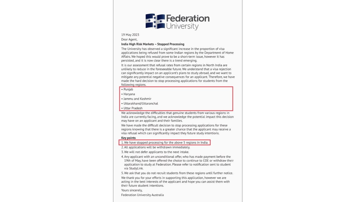 Australian Universities Bans Students From 6 Indian States Australian Universities Bans Students From 6 Indian States