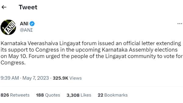 Karnataka Veerashaiva Lingayat forum issued an official letter extending its support to Congress