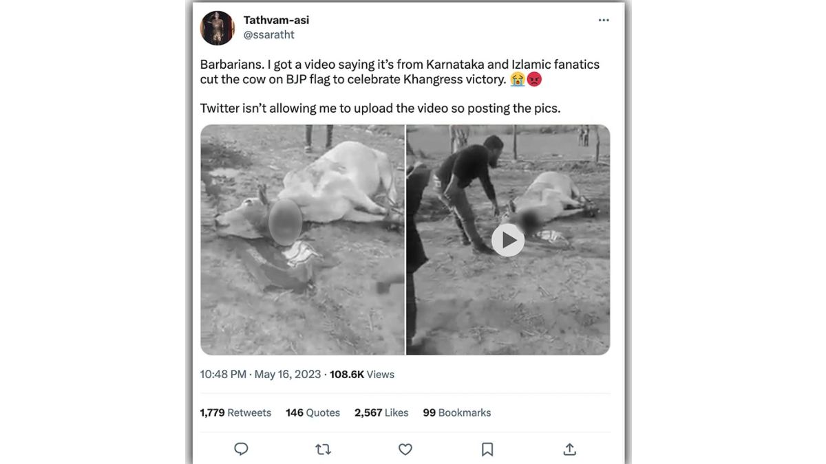 Fact check: Cow slaughter on BJP flag as a symbol of Congress victory - is it true? Fact check: Cow slaughter on BJP flag as a symbol of Congress victory - is it true?