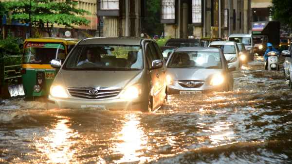 Waterlogging On Several Roads In Bengaluru Is Caused By Heavy Rain