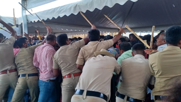 Police Lathi Charge In Abhishek Ambareesh - Aviva Bidapa Beegara Oota