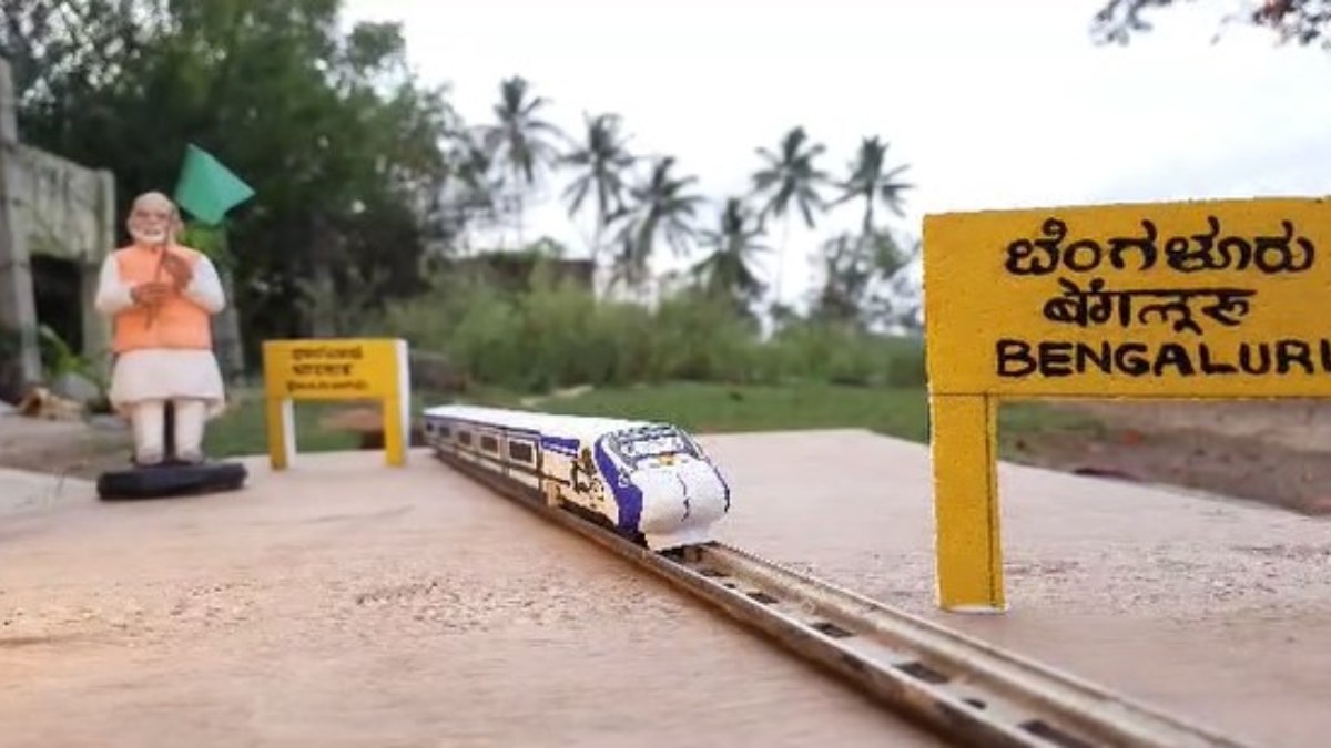 Vande Bharat Express Miniature Art By Dharwad Manjunath Hiremath