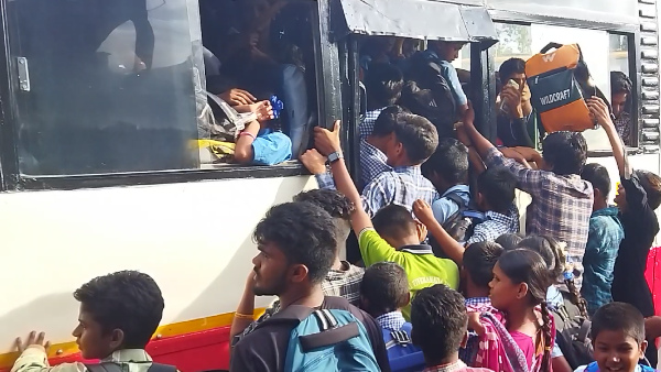 Shakti scheme effect; Arrange KSRTC bus for school timings: Students demand in Kalaghatagi Shakti scheme effect; Arrange KSRTC bus for school timings: Students demand in Kalaghatagi