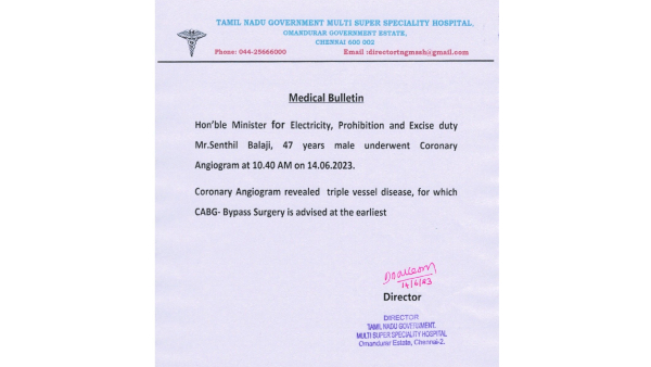 Arrested Tamil Nadu minister Senthil Balaji advised to undergo bypass surgery
