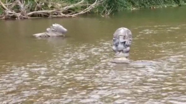Nandi And God Shiva Idol Found In Bhadra River