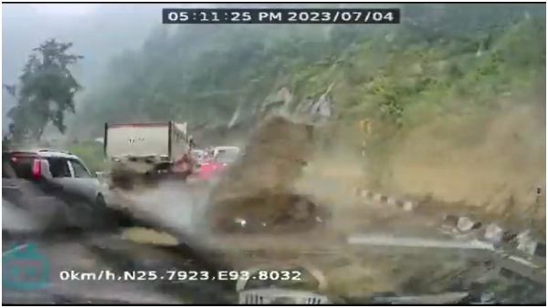 Nagaland Landslide: Cars Smashed by Massive Rock in Terrifying Incident Nagaland Landslide: Cars Smashed by Massive Rock in Terrifying Incident