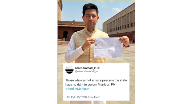 Manipur violence: Raghav Chadha slams bjp govt by digging PM Modis old tweet