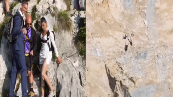 Different Marriage: Couple who jumped off a high cliff and got married!