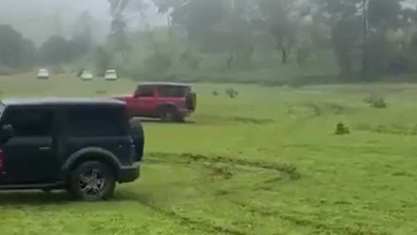 Dirt race by tourists around Hosahalli Hill