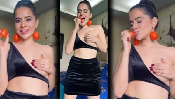 Urfi Javed wearing an expensive tomato earring