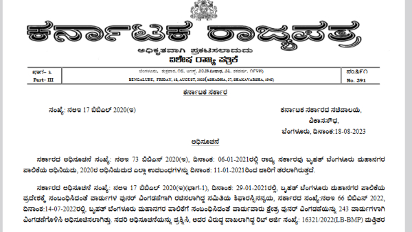 BBMP Ward Draft Finalized, Is There Is Ward Reduced Where BJP MLAs There