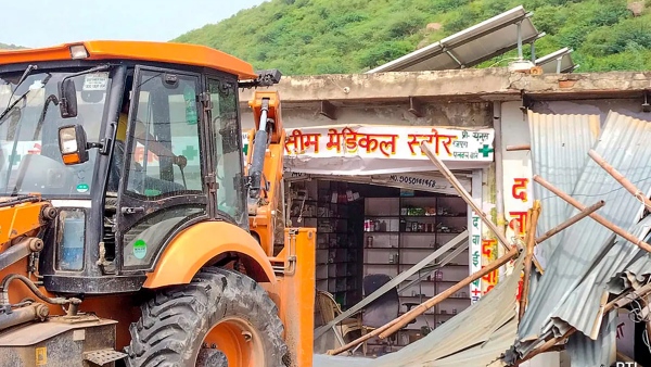 Nuh Hotel was demolished after stone pelting on a religious procession