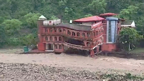 Shiva temple submerged in heavy rains in Himachal Pradesh